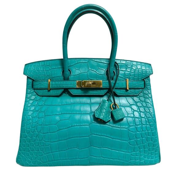 Hermes Birkin 30 Matte Alligator Blue Paon Gold Hardware - Picture 1 of 10